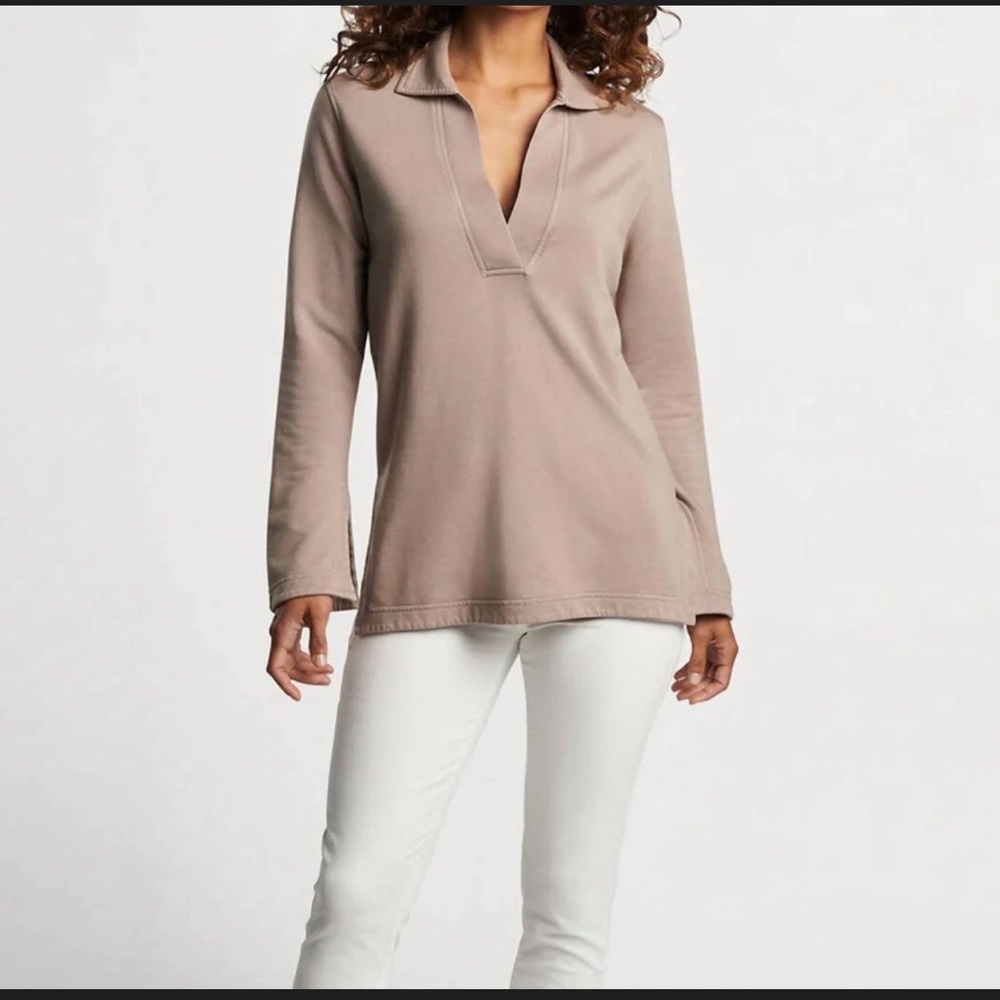 Peter Millar Carla Deep V Lava Tunic Collared Long Sleeve